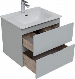 Aquanet Мебель для ванной Алвита New 60 2 ящика подвесная серая матовая – фотография-10